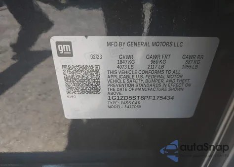 2023 Chevrolet Malibu Fwd 1Lt из США, поврежденный, VIN 1G1ZD5ST6PF175434